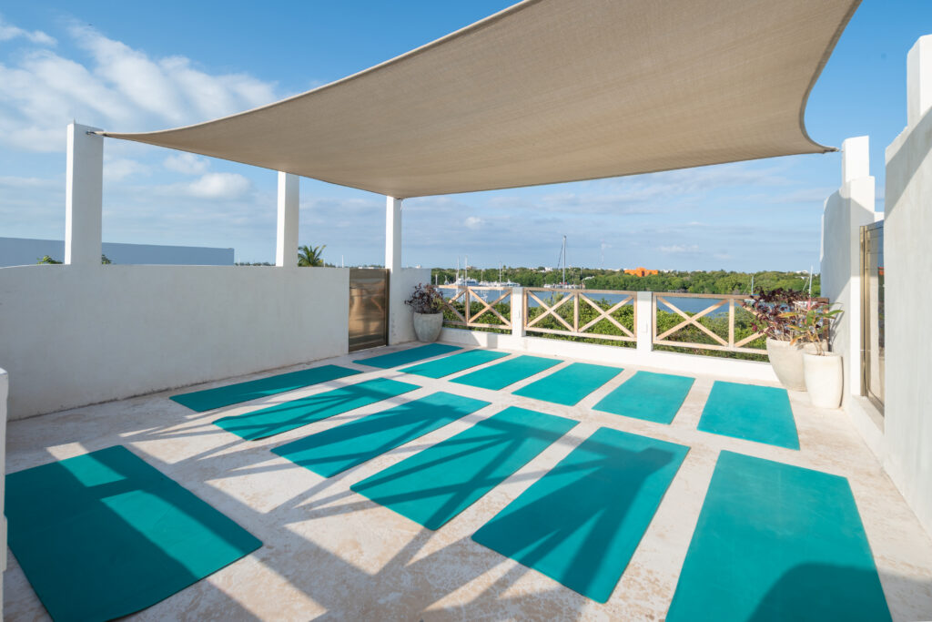 Yoga on the rooftop at Casa Lola, Isla Mujeres