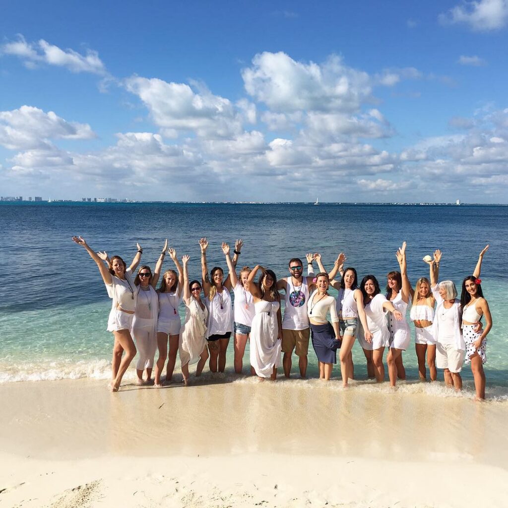 Yoga retreat practice at Coco B Isla, Isla Mujeres
