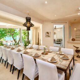 Dining area with long table — Casa Coco, Isla Mujeres, Mexico
