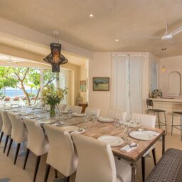 Dining area with long table — Casa Coco, Isla Mujeres, Mexico