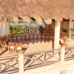 Palapa event terrace with chairs — Casa Coco, Isla Mujeres, Mexico