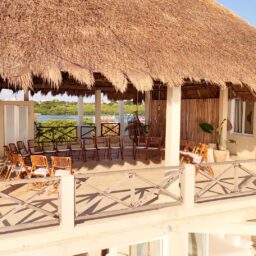 Palapa event terrace with chairs — Casa Coco, Isla Mujeres, Mexico
