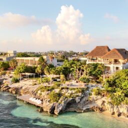 Aerial view of the rocky coastline and villa — Casa Coco, Isla Mujeres, Mexico