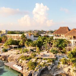 Aerial view of the rocky coastline and villa — Casa Coco, Isla Mujeres, Mexico