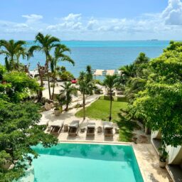 View of the pool and ocean from above — Casa Coco, Isla Mujeres, Mexico