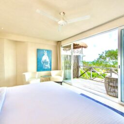 Bedroom with balcony and ocean view — Casa Coco, Isla Mujeres, Mexico