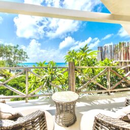 Terrace with seating and ocean view — Casa Coco, Isla Mujeres, Mexico