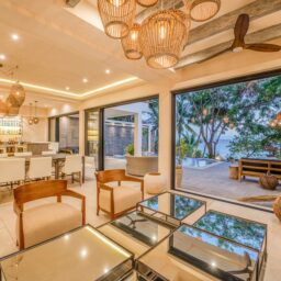 Living room and dining area — Casa Lola, Isla Mujeres, Mexico