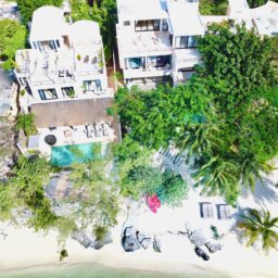 Aerial view of the villa and beach — Casa Lola, Isla Mujeres, Mexico
