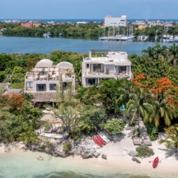 Aerial view of the villa and coastline — Casa Lola, Isla Mujeres, Mexico