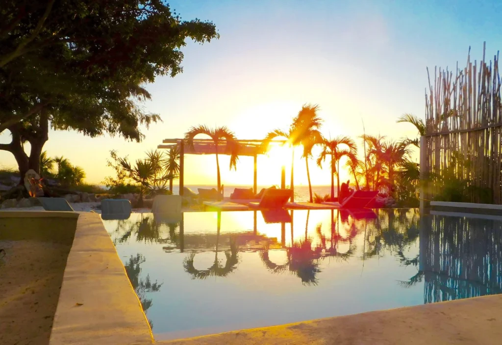Pool at sunset, Casa Coco, Isla Mujeres